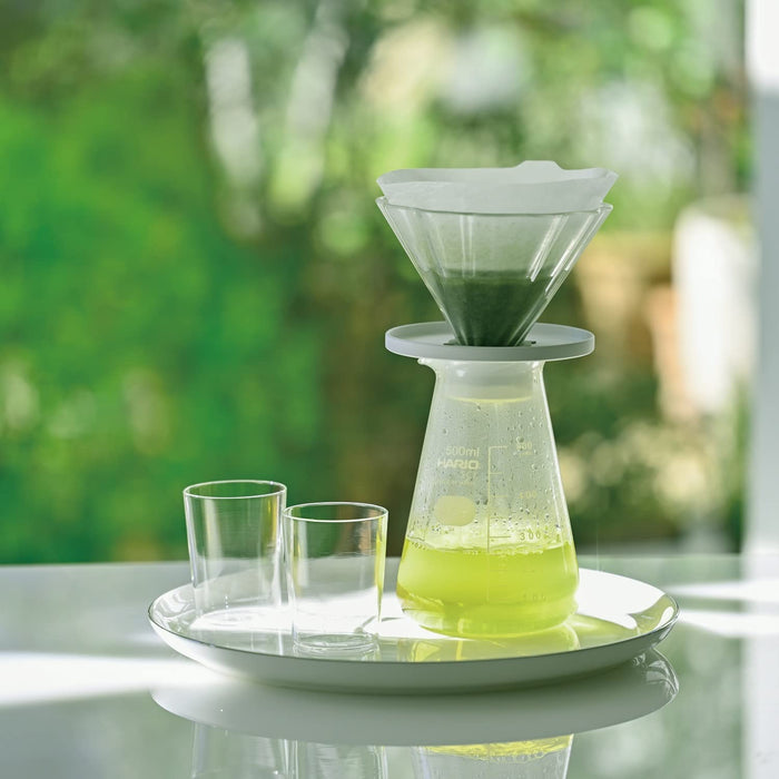 Hario CDB-3012-W Tea Dripper Bouquet Server Set for 1-4 Cups White Japan-Kiichin - The #1 Place for Japanese Goods in Your Hand!