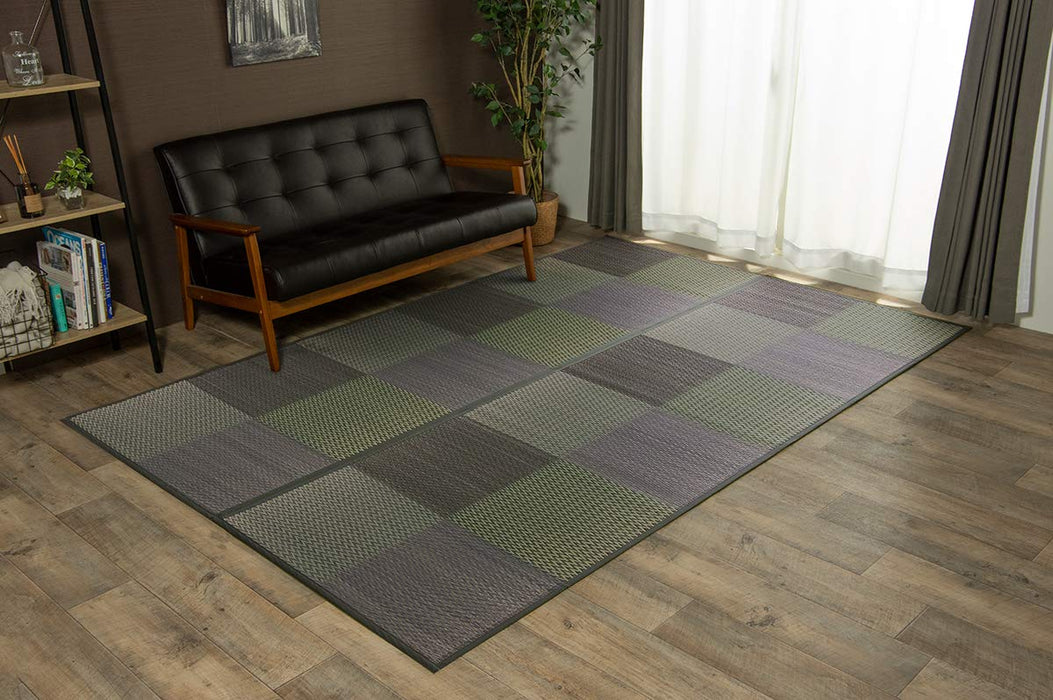 Ikehiko Gray Rush Rug Carpet - Japanese Hanagoza Dx Pia Edoma 2 Tatami - 174X174Cm-Kiichin - The #1 Place for Japanese Goods in Your Hand!