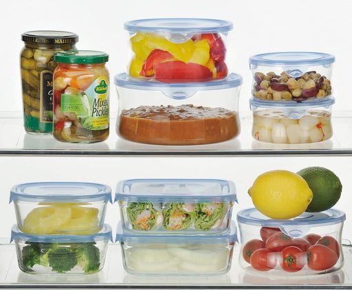 Iwaki Aqua Blue Round Glass Storage Containers - 4 Pack (840ml)-Kiichin - The #1 Place for Japanese Goods in Your Hand!