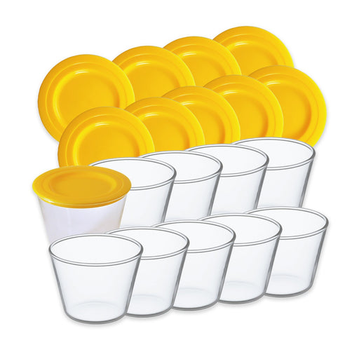 Iwaki Yellow Glass Pudding Cup Set with Lid Storage Container - 100ml-Kiichin - The #1 Place for Japanese Goods in Your Hand!