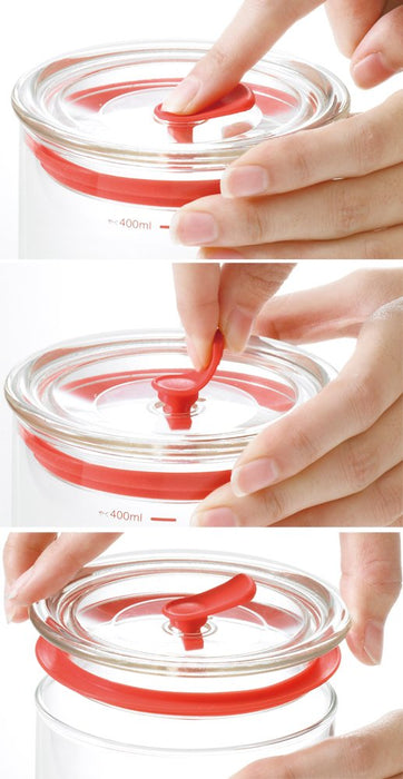 Iwaki Japan Kbt7003M-R Glass Airtight Canister 1.45L 4Pcs - 12.4Cm Dia 18.1Cm H-Kiichin - The #1 Place for Japanese Goods in Your Hand!