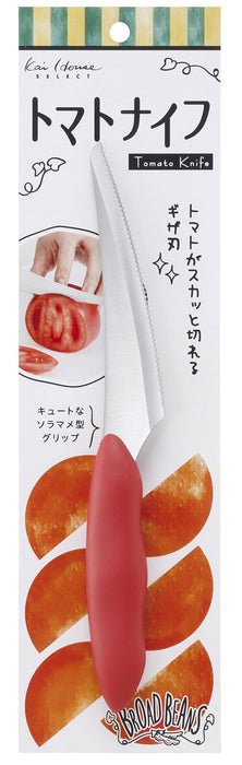 Kai DH-2613 Tomato & Broad Beans Knife Easy Cutting Red-Kiichin - The #1 Place for Japanese Goods in Your Hand!