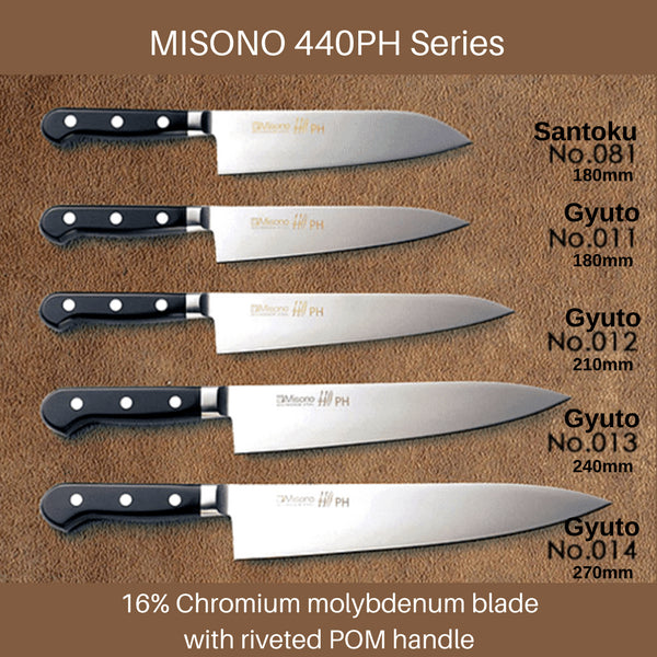 Misono 440Ph Gyuto Knife - 180mm Pom Handle (No.011)-Kiichin - The #1 Place for Japanese Goods in Your Hand!