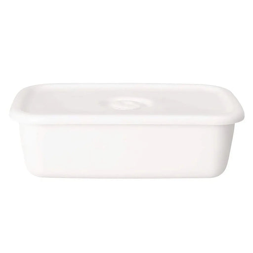 Noda Horo White Series Enamel Rectangle Deep Food Containers - Large Size with Sealed Lid-Kiichin - The #1 Place for Japanese Goods in Your Hand!