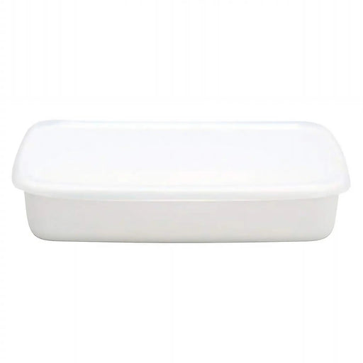 Noda Horo White Enamel Rectangle Shallow Food Containers - Medium Priority-Kiichin - The #1 Place for Japanese Goods in Your Hand!