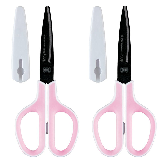 Plus Scissors Set - 2-Piece Fluorine Coated Tape Glue Cutters - White Pink - Japan 34547-2P-Kiichin - The #1 Place for Japanese Goods in Your Hand!