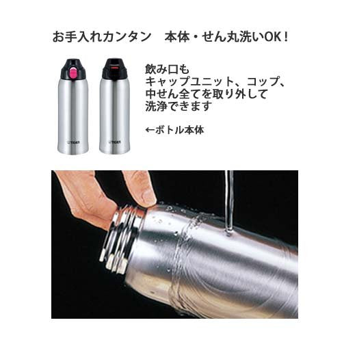Tiger Thermos Japan Sahara Blue Flower Mbo-E100-A 1L Stainless Steel Water Bottle-Kiichin - The #1 Place for Japanese Goods in Your Hand!