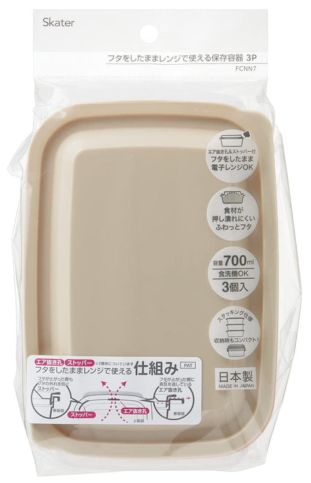 Skater 700Ml Set Of 3 Storage Containers - Japan Made Microwave & Dishwasher Safe-Kiichin - The #1 Place for Japanese Goods in Your Hand!