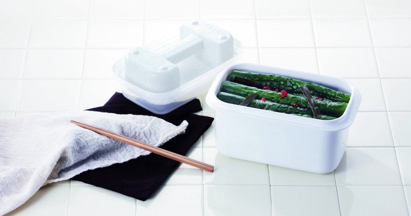 11L Round White Pickles Container with Hood & Mini Recipe - Made In Japan-Kiichin - The #1 Place for Japanese Goods in Your Hand!