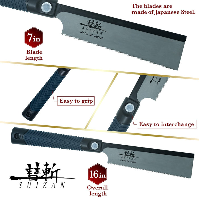 Suizan 180mm Body Saw Replaceable Blades Woodworking Vertical/Horizontal/Diagonal Cutting-Kiichin - The #1 Place for Japanese Goods in Your Hand!