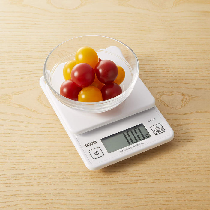 Tanita KD-187 WH Digital Kitchen Scale - 1kg/1g - White - Japan Priority-Kiichin - The #1 Place for Japanese Goods in Your Hand!