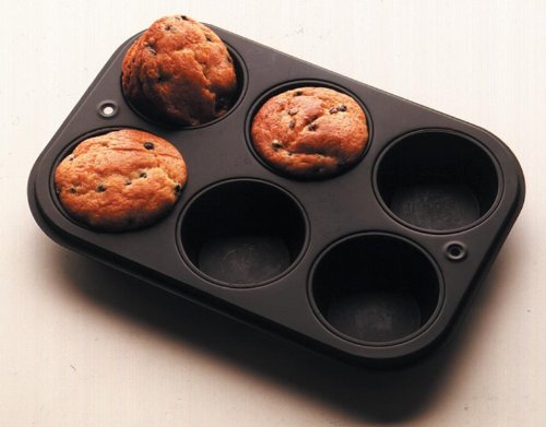 Tiger Crown 6P Black Steel Muffin Pan with Silicone Resin Coating - Heat Resistant up to 250°-Kiichin - The #1 Place for Japanese Goods in Your Hand!