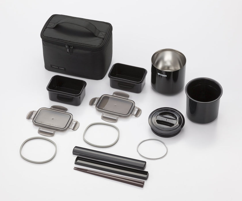 Tiger Thermos Insulated Lunch Box 2.3 Cups Pouch Black (Tiger)-Kiichin - The #1 Place for Japanese Goods in Your Hand!