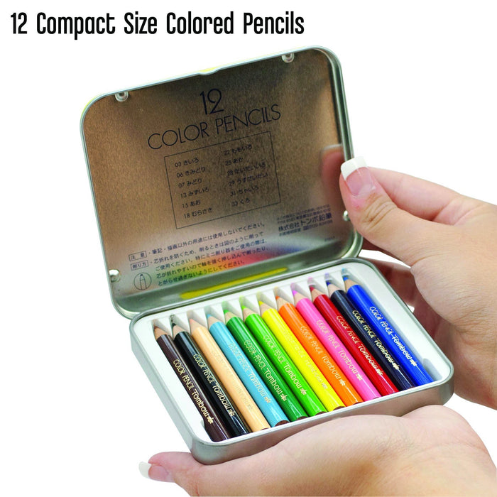 Tombow Japan Mini Colored Pencils Set with Sharpener - 12 Colors-Kiichin - The #1 Place for Japanese Goods in Your Hand!