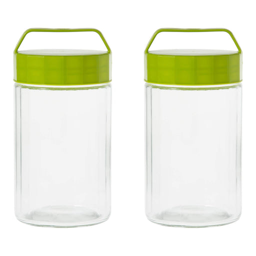 2000Ml Olive Green Glass Storage Container Set of 2-Kiichin - The #1 Place for Japanese Goods in Your Hand!