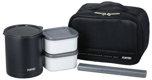Japanese Wahei Freiz Bento Box - 840ml Black Slim Rice Container with Side Dish Containers, Chopsticks, and Thermal Fortec Lunch - FLR-5958-Kiichin - The #1 Place for Japanese Goods in Your Hand!