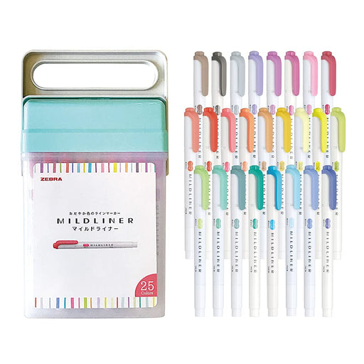 Zebra Japan Mildliner Highlighter Set - 25 Colors with Box Case-Kiichin - The #1 Place for Japanese Goods in Your Hand!