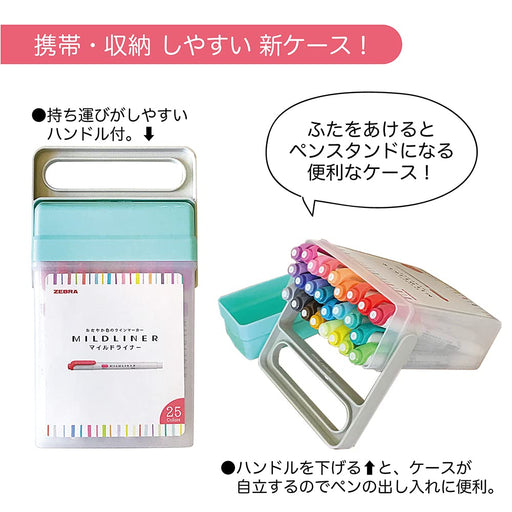 Zebra Japan Mildliner Highlighter Set - 25 Colors with Box Case-Kiichin - The #1 Place for Japanese Goods in Your Hand!