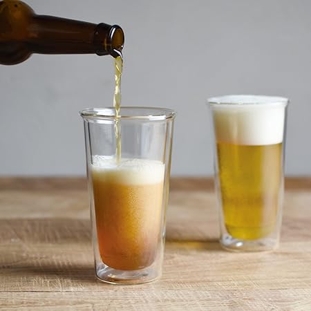 KINTO Cast Double Wall Beer Glass 340ml Heat Resistant Microwave Safe