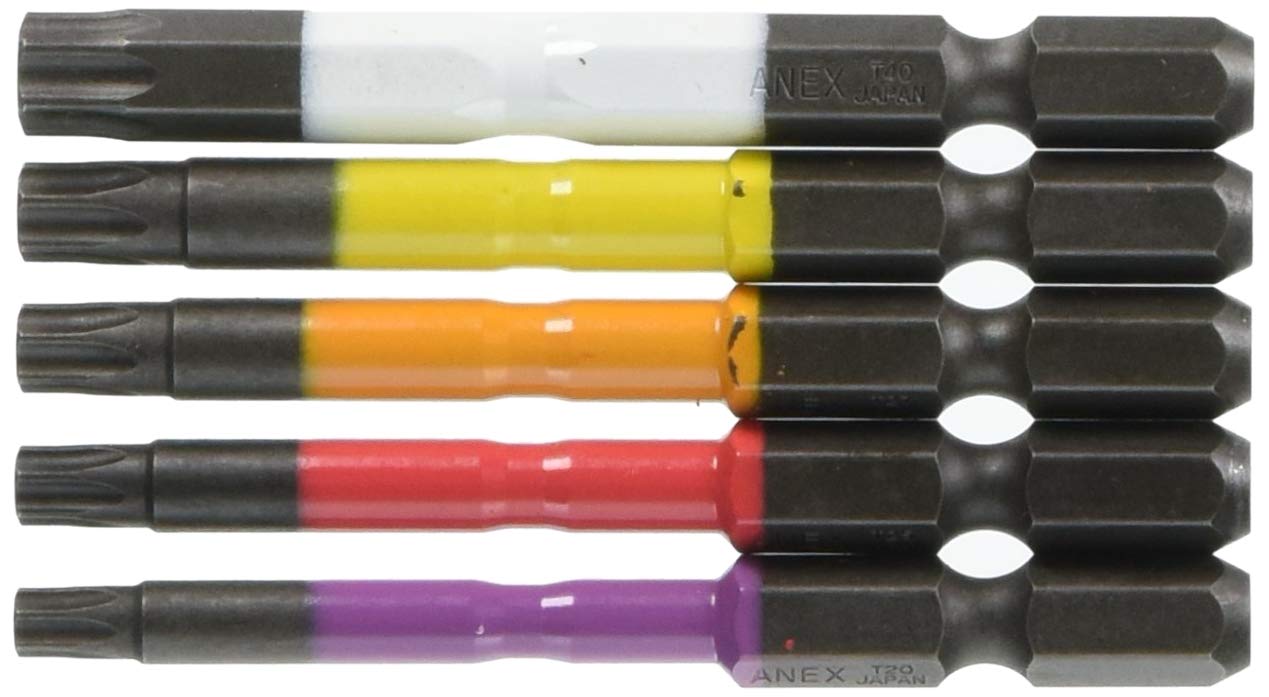 Annex Anex Heavy Duty 5-Piece Color Bit Hexlobe Tool Set with Storage T20-T40-Kiichin - The #1 Place for Japanese Goods in Your Hand!