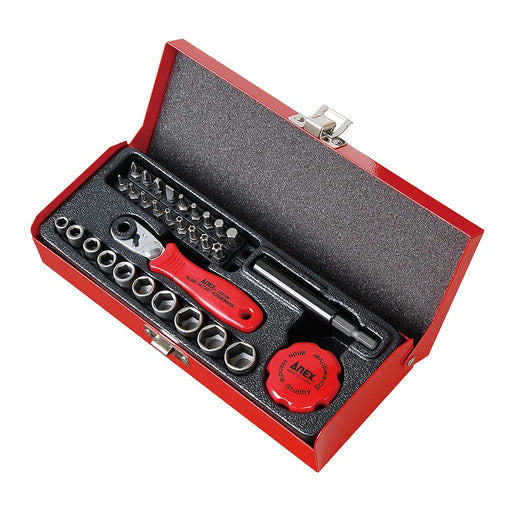 Anex Compact Ratchet Driver Set Anex 52 Bit With Case Anex Tool No.525-28B-Kiichin - The #1 Place for Japanese Goods in Your Hand!