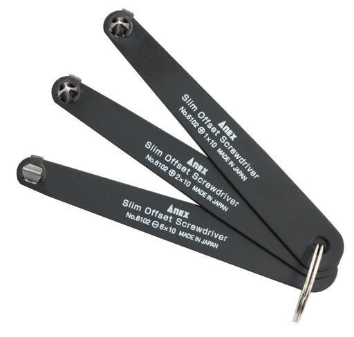 Anex Slim Offset Driver 3-Piece Set No.6102-T - Bulk Purchase of 6 Sets-Kiichin - The #1 Place for Japanese Goods in Your Hand!