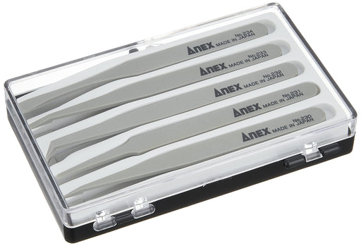 Anex No.230-5S Tool - Set of 5 Tweezers in Plastic Case-Kiichin - The #1 Place for Japanese Goods in Your Hand!