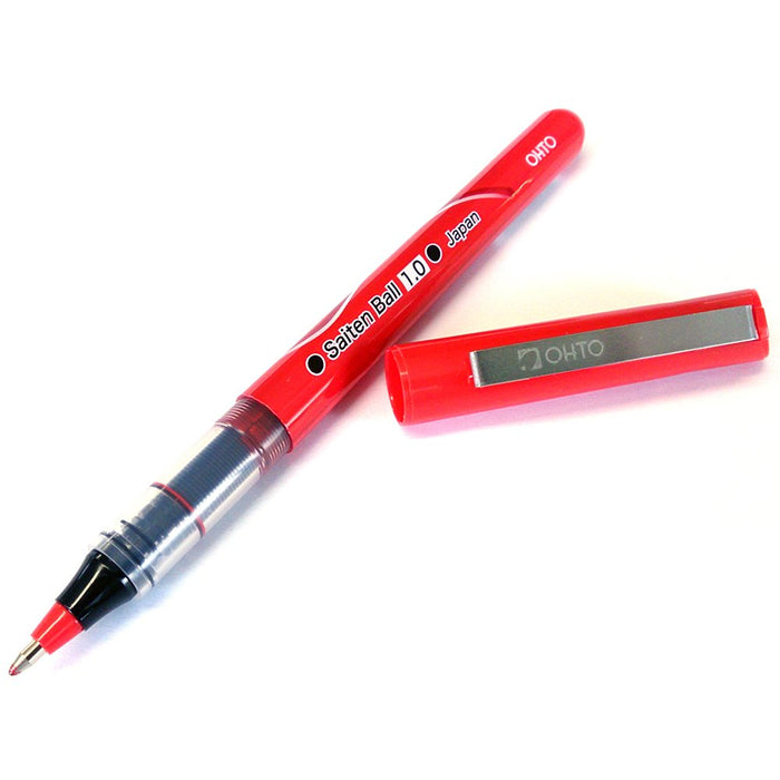 Ohto Red Ballpoint Pen Scoring Ball 1.0 Cerise 10-Pack-Kiichin - The #1 Place for Japanese Goods in Your Hand!