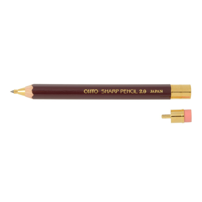 Ohto 2.0 mm Eng Aps-680E Mechanical Pencil with Eraser and Wooden Shaft-Kiichin - The #1 Place for Japanese Goods in Your Hand!