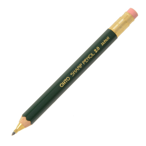 Ohto 2.0 Green Mechanical Pencil with Wooden Shaft and Eraser Aps-680E-Gn-Kiichin - The #1 Place for Japanese Goods in Your Hand!