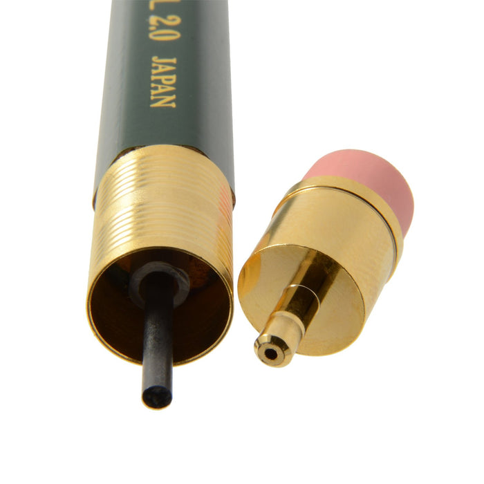 Ohto 2.0 Green Mechanical Pencil with Wooden Shaft and Eraser Aps-680E-Gn-Kiichin - The #1 Place for Japanese Goods in Your Hand!