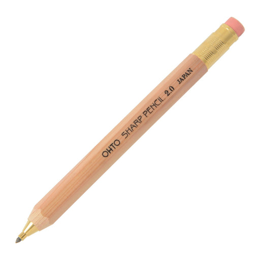 Ohto 2.0 Mechanical Pencil - Natural Wooden Shaft with Eraser Aps-680E-Nt-Kiichin - The #1 Place for Japanese Goods in Your Hand!