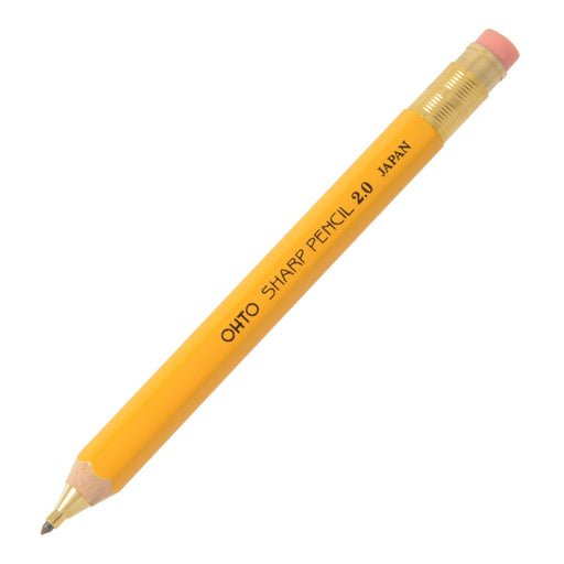 Ohto 2.0 Yellow Mechanical Pencil with Wooden Shaft and Eraser Aps-680E-Yl-Kiichin - The #1 Place for Japanese Goods in Your Hand!