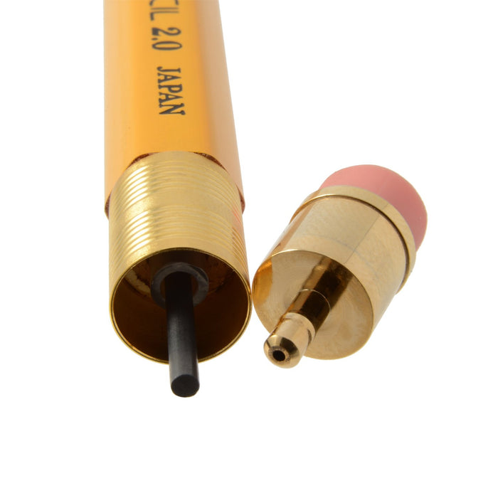Ohto 2.0 Yellow Mechanical Pencil with Wooden Shaft and Eraser Aps-680E-Yl-Kiichin - The #1 Place for Japanese Goods in Your Hand!