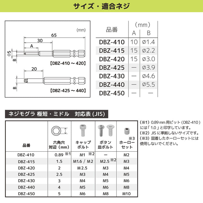 Engineer 7-Piece Middle Set Screw Mole Model DBZ-401-Kiichin - The #1 Place for Japanese Goods in Your Hand!