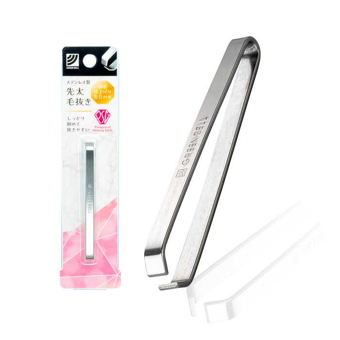 Green Bell Masterful Skills Stainless Steel Tweezers Wide Tip Made in Japan