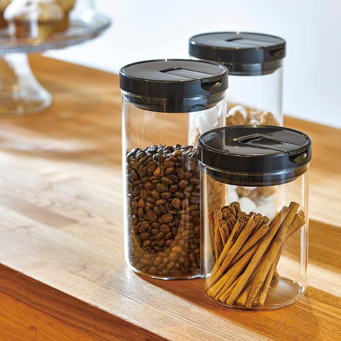 Harry Hario Large Black Coffee Canister Mcnr 300 B Airtight Storage Jar