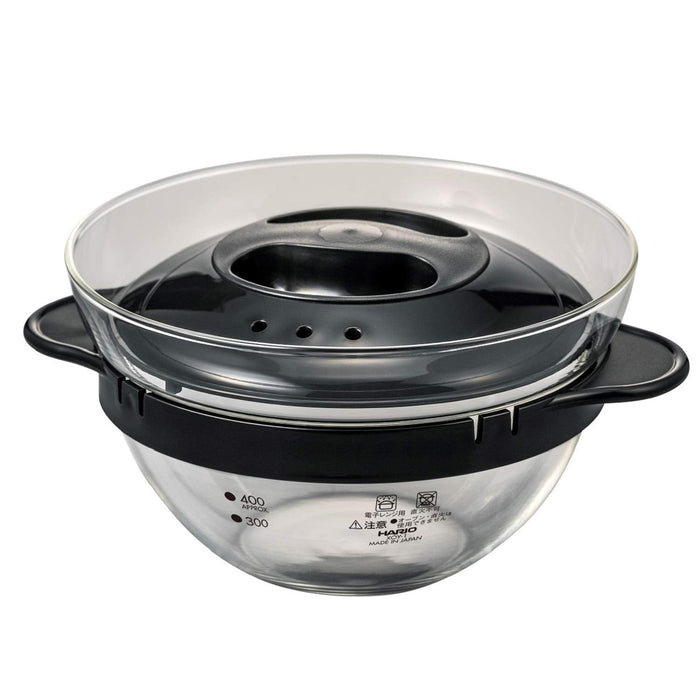 Hario Glass Microwave Side Dish Pot 450ml Black Easy Cooking Japan Made-Kiichin - The #1 Place for Japanese Goods in Your Hand!