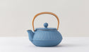 Iwachu Nambu Ironware Teapot 0.65L Chrysanthemum Design Silver Sky Blue-Kiichin - The #1 Place for Japanese Goods in Your Hand!