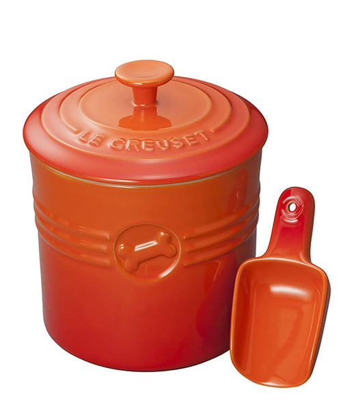 Le Creuset Pet Food Container with Scoop for Dogs and Cats Orange Japan Official-Kiichin - The #1 Place for Japanese Goods in Your Hand!