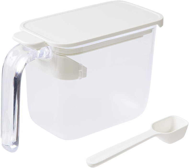 Marna White Seasoning Pot with Spoon - Salt and Sugar Container (Japan)-Kiichin - The #1 Place for Japanese Goods in Your Hand!