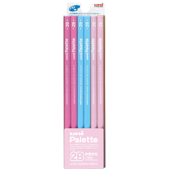 Mitsubishi Pencil Uni Palette 2B Drawing Pencils in Pastel Pink - Pack of 12-Kiichin - The #1 Place for Japanese Goods in Your Hand!