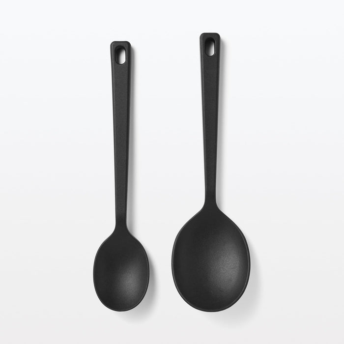 Muji Black Silicone Cooking Spoon 26cm - Durable Kitchen Utensil