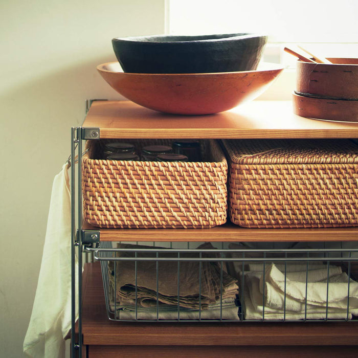 Muji Stackable Rattan Basket Small 36x26x12cm Natural Storage Solution
