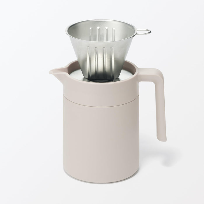 Muji 0.8L Gray Beige Wide-Mouth Insulated Tabletop Pot Easy to Clean
