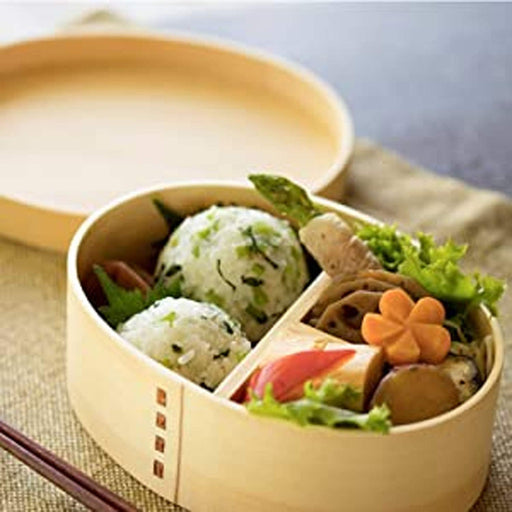 Nagao Oval Wooden Lunch Box 1 Tier with Dividers Natural Finish Fh01W-Kiichin - The #1 Place for Japanese Goods in Your Hand!