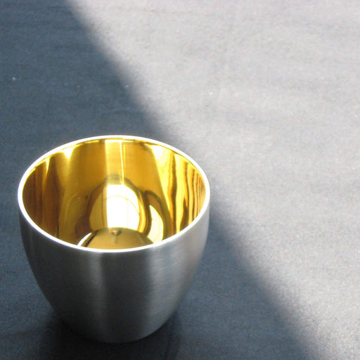 Nagao Tsubame Sanjo Sake Cup Sakura Gold Double Walled Stainless Steel Japan-Kiichin - The #1 Place for Japanese Goods in Your Hand!