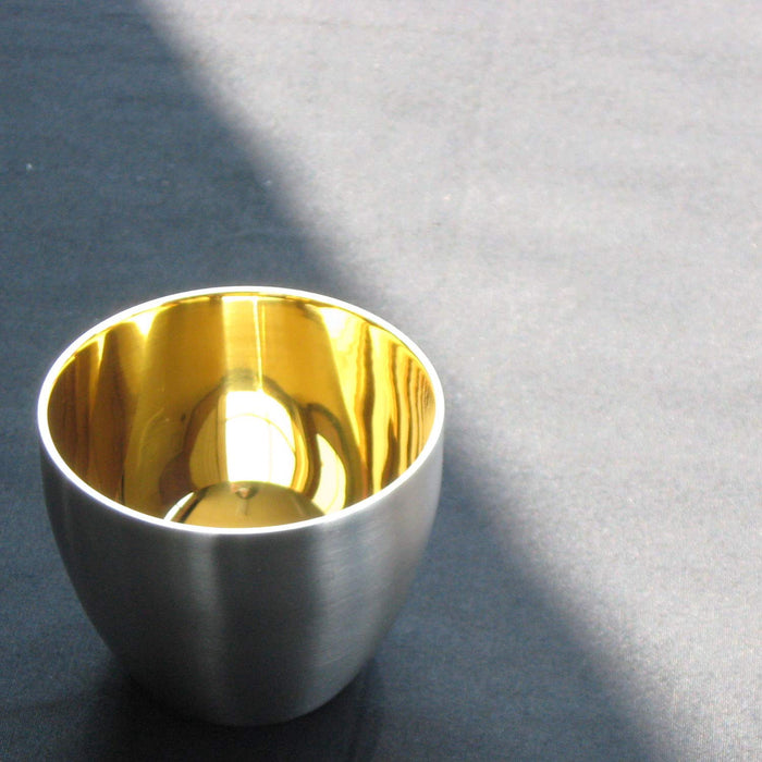 Nagao Tsubame Sanjo Sake Cup Sakura Gold Double Walled Stainless Steel Japan-Kiichin - The #1 Place for Japanese Goods in Your Hand!