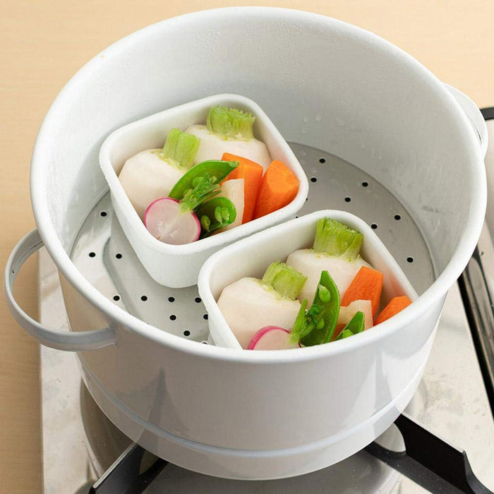 Noda Horo Nichi Nichi Dogu Enamel Steamer 21cm White IH Compatible Japan