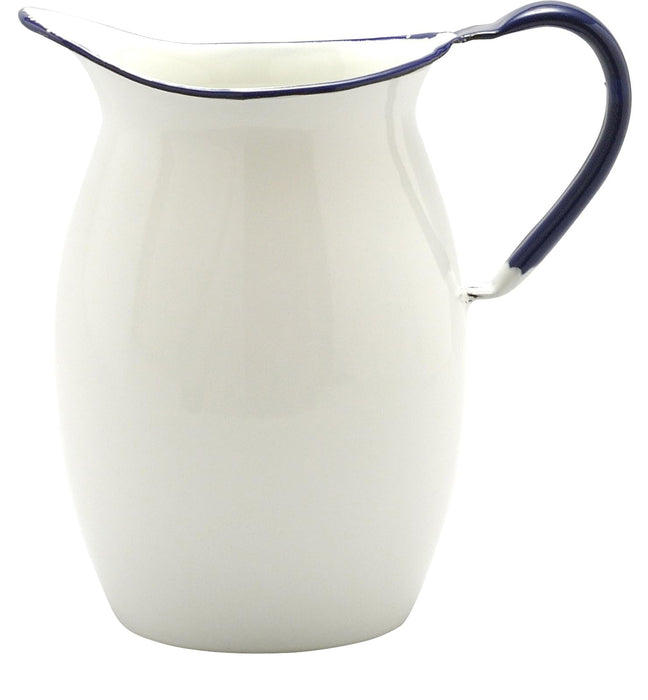 Noda Horo Enamel Pitcher 2.7L White Navy Rim Heat Resistant Made in Japan